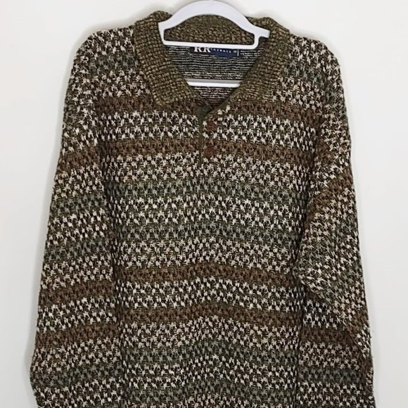 Vintage Other - Vintage 80's R&R Casuals Collared Striped Sweater Large